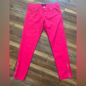 Toxic Women's Size 7 Pink Denim Ankle Zip Skinny Jeans Rave, Boho, Skater